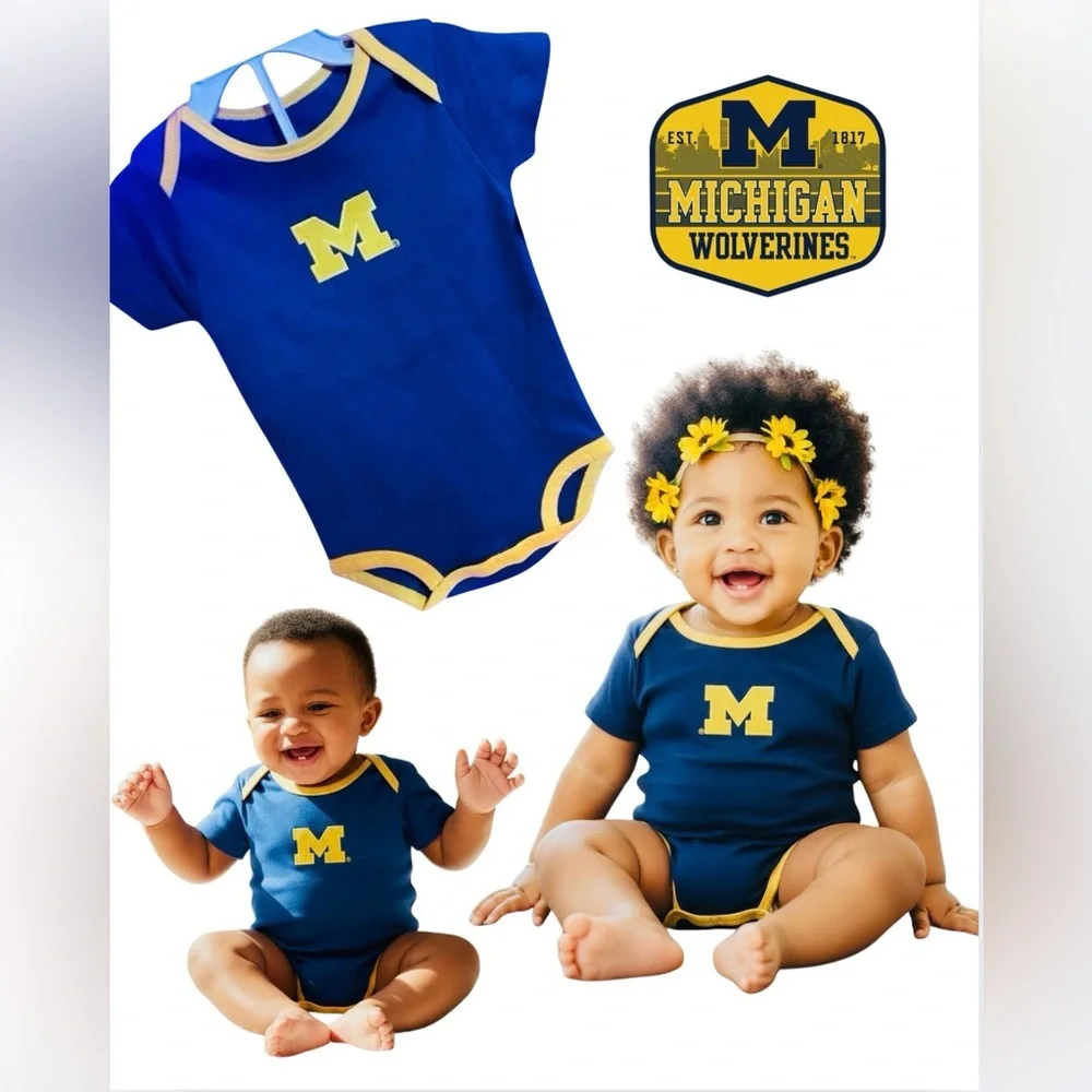 University of Michigan (UofM) Maze & Blue Infant Onesie. Authentic. Unisex. NWT